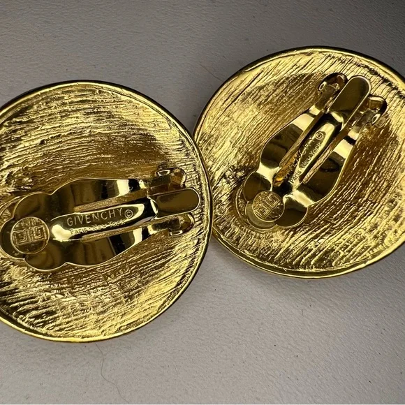 Vintage Rare 1980’s Givenchy Gold Tone and Rhinestone Clip Earrings